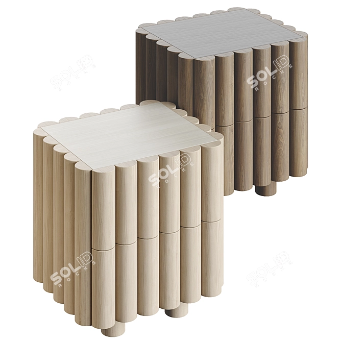 Elegant Scalloped Nightstand - PBR Textures 3D model image 4