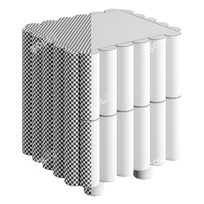 Elegant Scalloped Nightstand - PBR Textures 3D model image 5