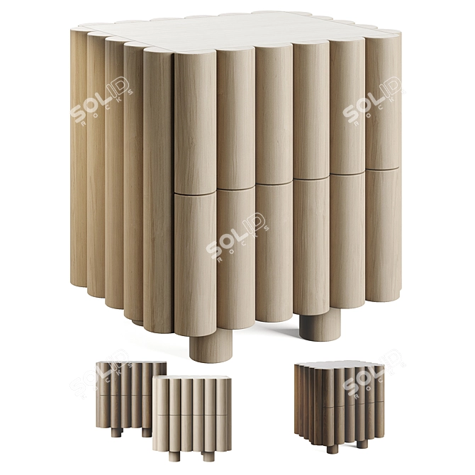 Elegant Scalloped Nightstand - PBR Textures 3D model image 6