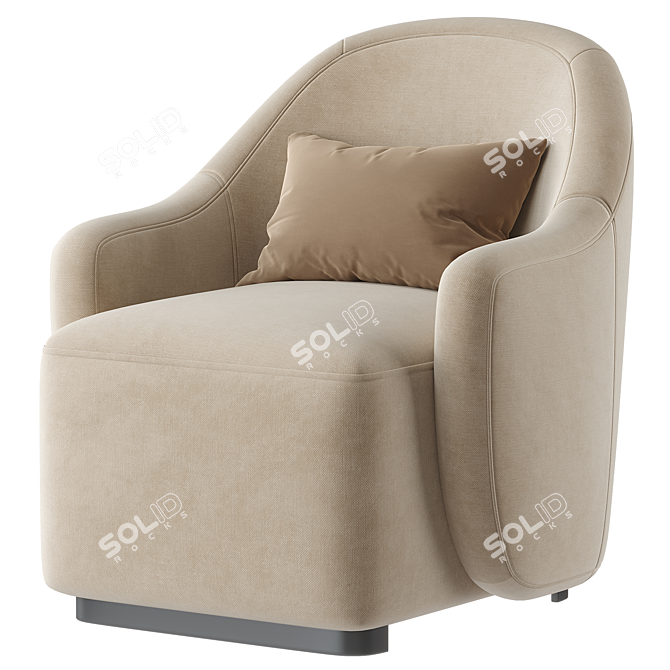 Modern Black Armchair 3D Model 3D model image 1