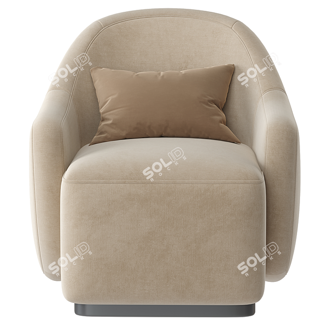 Modern Black Armchair 3D Model 3D model image 2