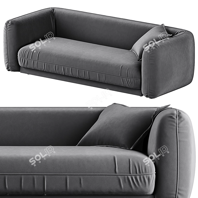 Modern Grey Velvet Sofa 3D Model 3D model image 1