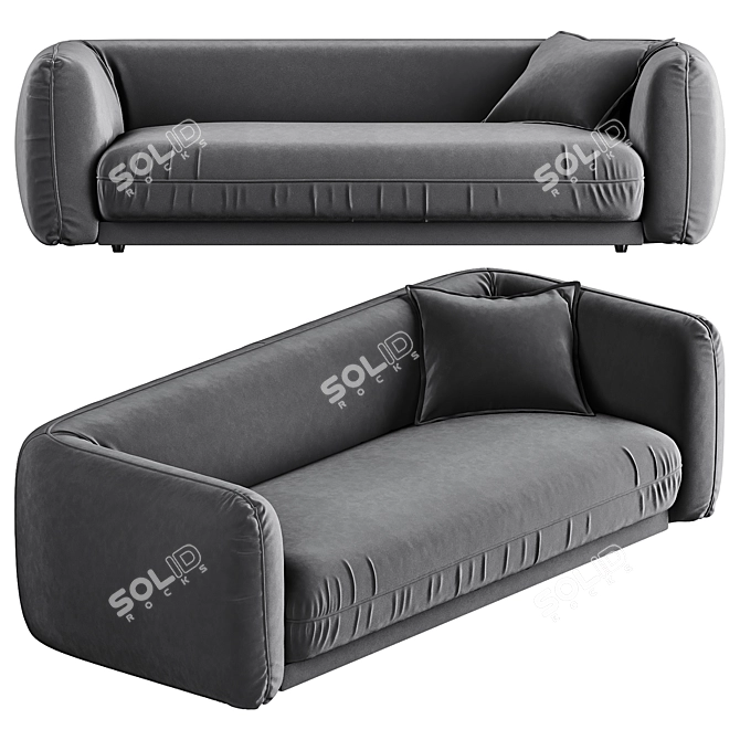 Modern Grey Velvet Sofa 3D Model 3D model image 2