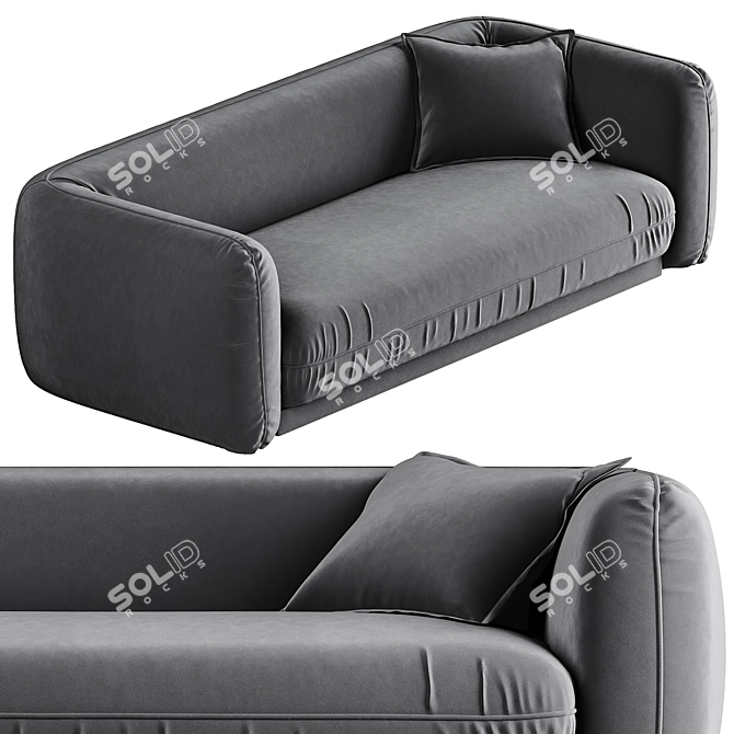 Modern Grey Velvet Sofa 3D Model 3D model image 3