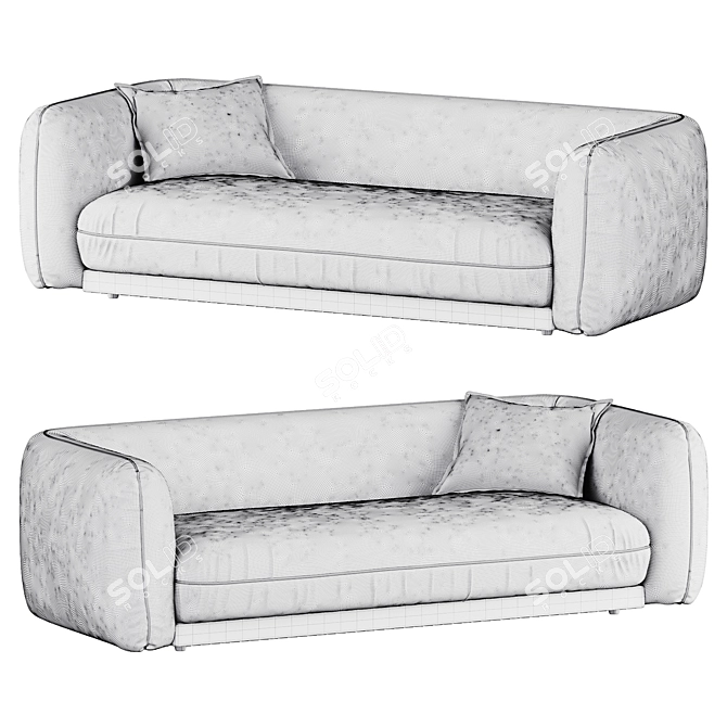 Modern Grey Velvet Sofa 3D Model 3D model image 4