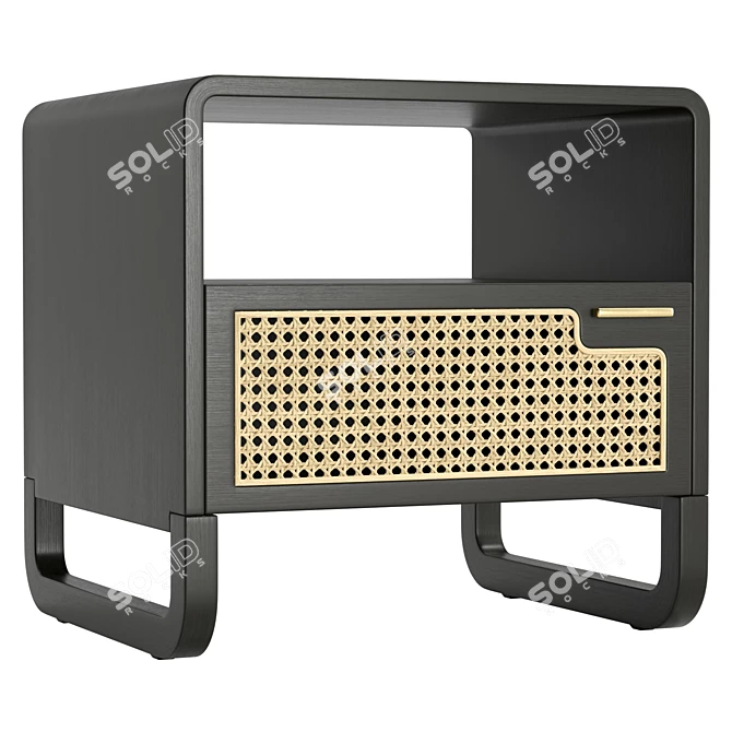 Rattan Woven Minimalist Nightstand 3D model image 1