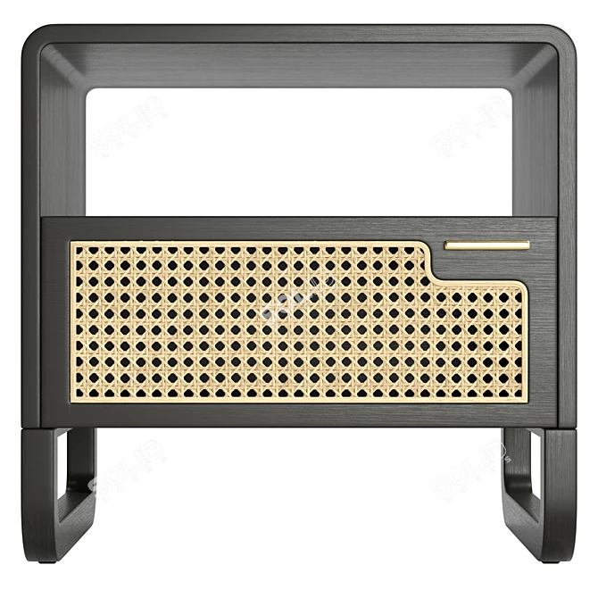 Rattan Woven Minimalist Nightstand 3D model image 2