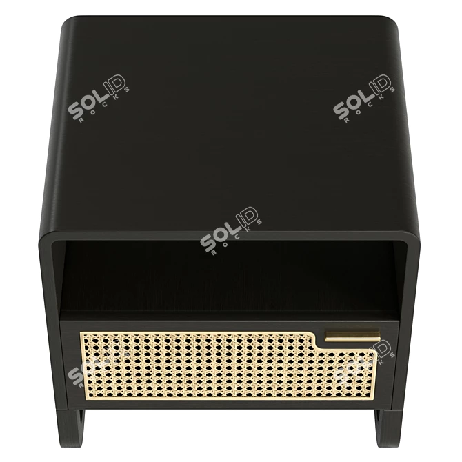 Rattan Woven Minimalist Nightstand 3D model image 3