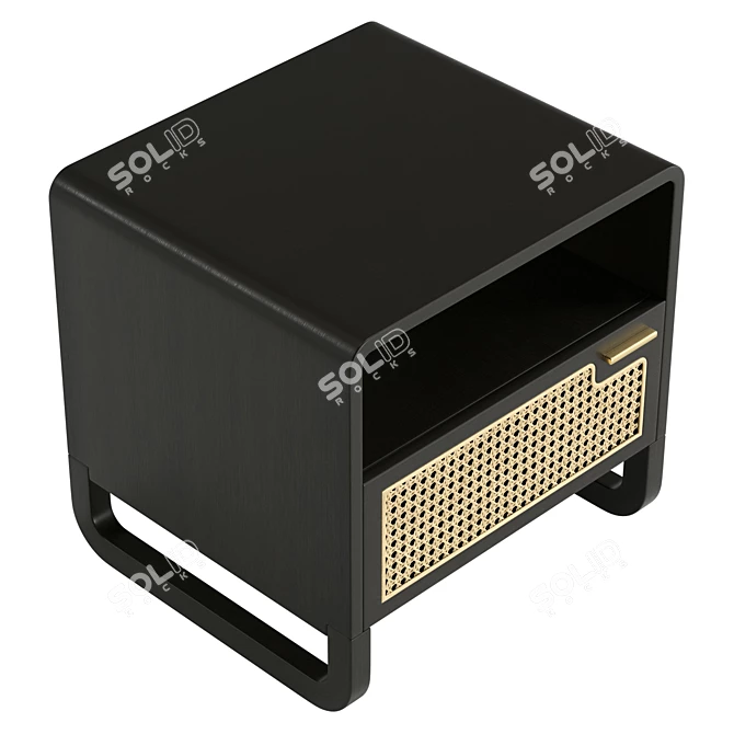 Rattan Woven Minimalist Nightstand 3D model image 5
