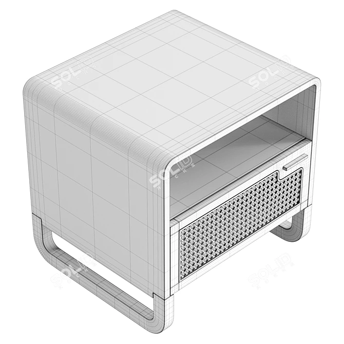 Rattan Woven Minimalist Nightstand 3D model image 6
