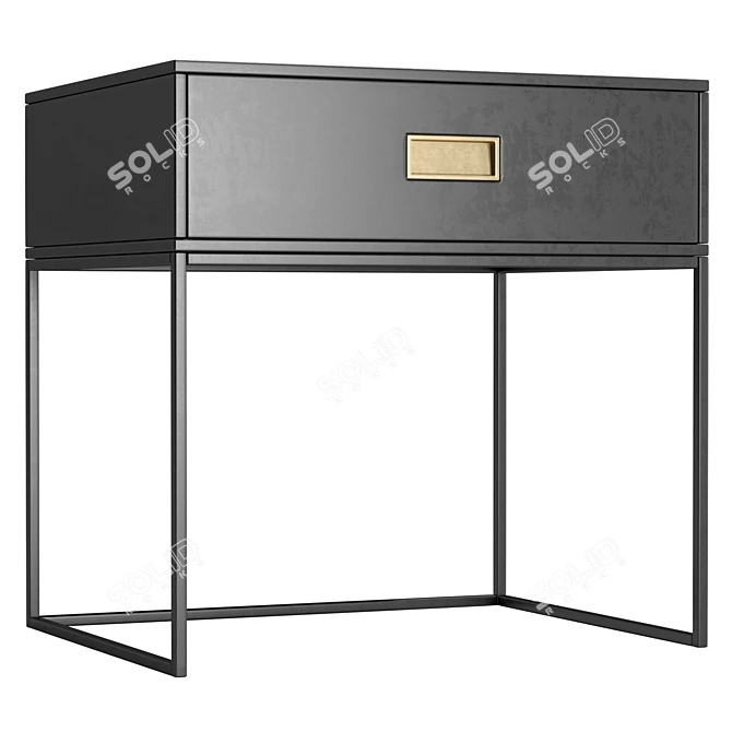 Sleek Metal-Based Black Nightstand 3D model image 1