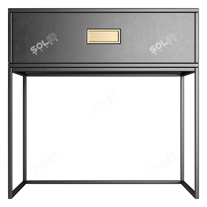Sleek Metal-Based Black Nightstand 3D model image 2