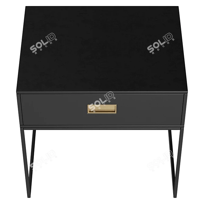 Sleek Metal-Based Black Nightstand 3D model image 3