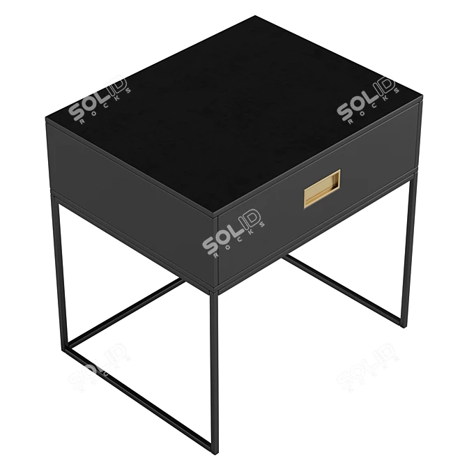 Sleek Metal-Based Black Nightstand 3D model image 5