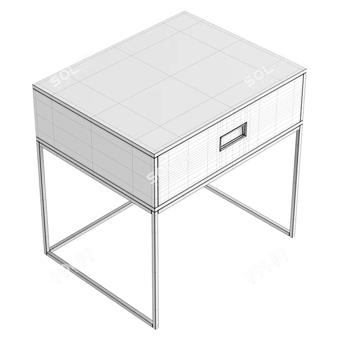 Sleek Metal-Based Black Nightstand 3D model image 6