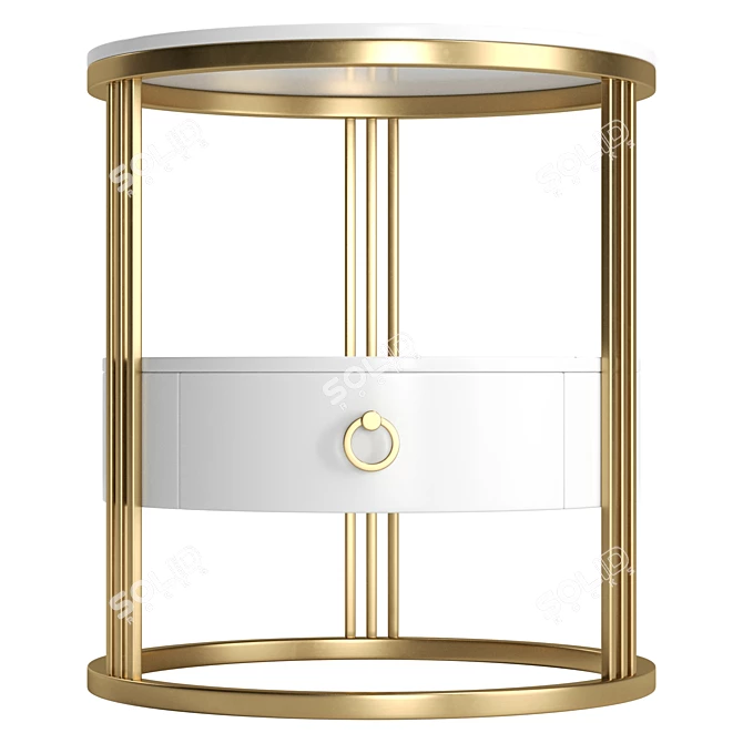 Elegant White Marble Gold Nightstand 3D model image 2