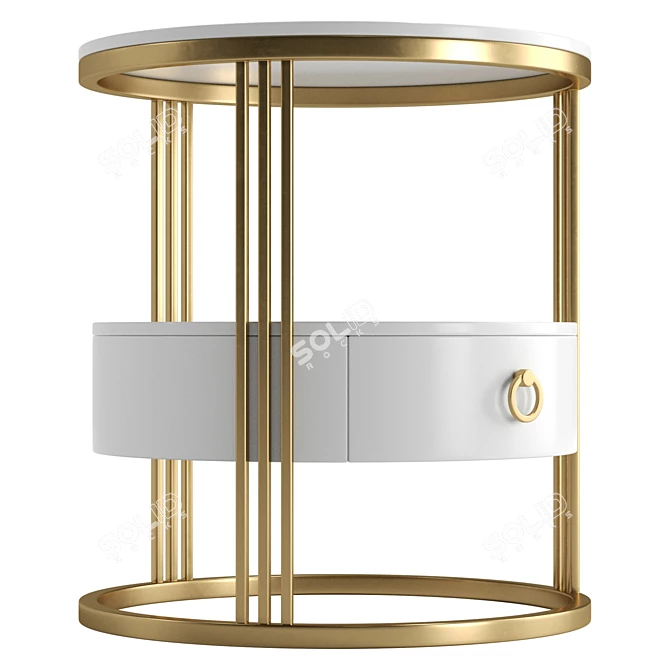 Elegant White Marble Gold Nightstand 3D model image 4
