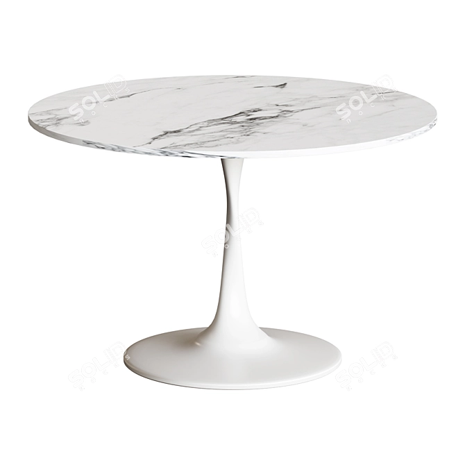 Elegant Pedestal Glass Marble Table 3D model image 1