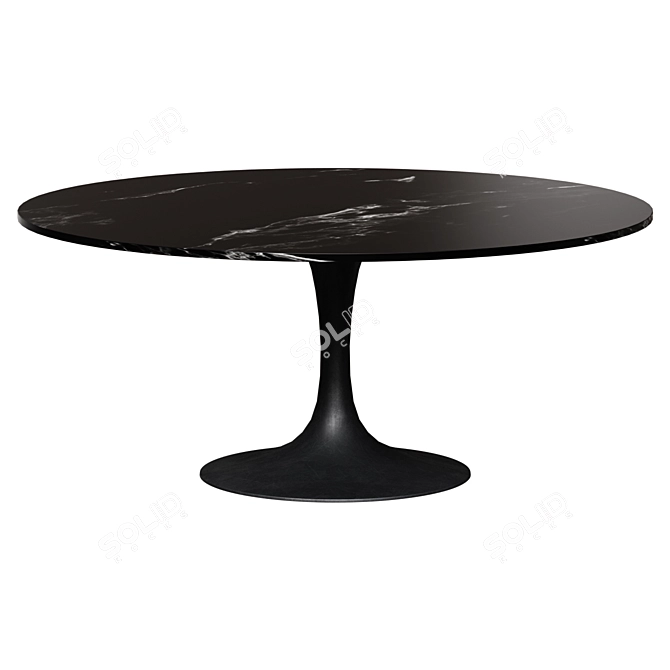 Black Ceramic Marble Dining Table 3D model image 1