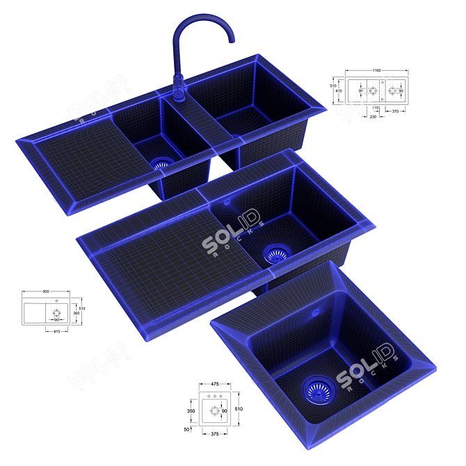 Sleek Ceramic Sink by Villeroy 3D model image 5