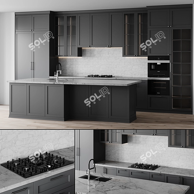 Neoclassic Kitchen 3D Model Set 3D model image 2