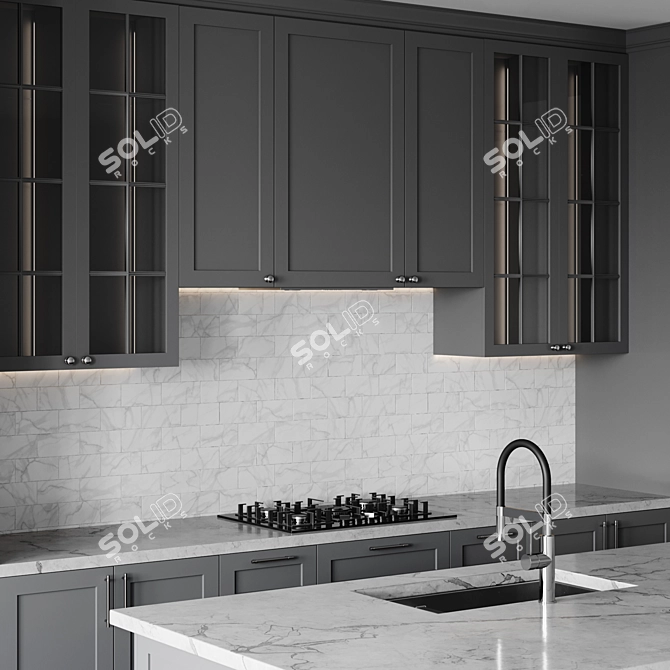 Neoclassic Kitchen 3D Model Set 3D model image 3