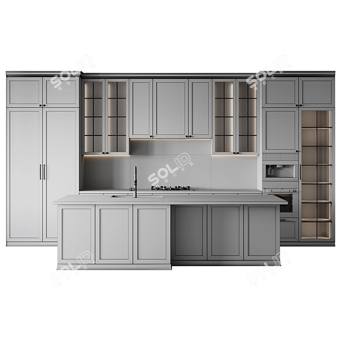 Neoclassic Kitchen 3D Model Set 3D model image 4