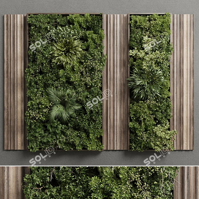 Wooden Frame 53 Plant Wall 3D model image 1