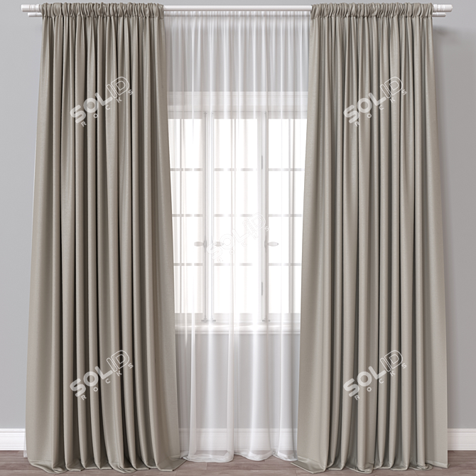 Versatile Render-Ready Curtain Model 3D model image 1