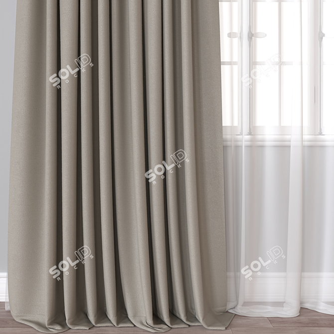 Versatile Render-Ready Curtain Model 3D model image 2