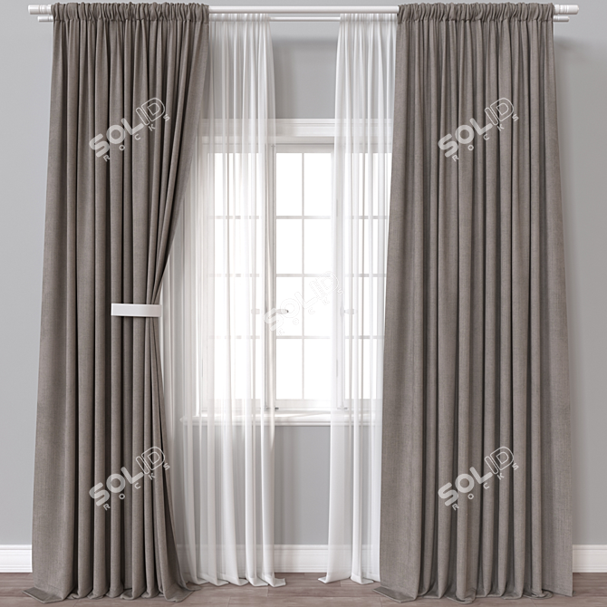 Versatile 3D Curtain Model 3D model image 1