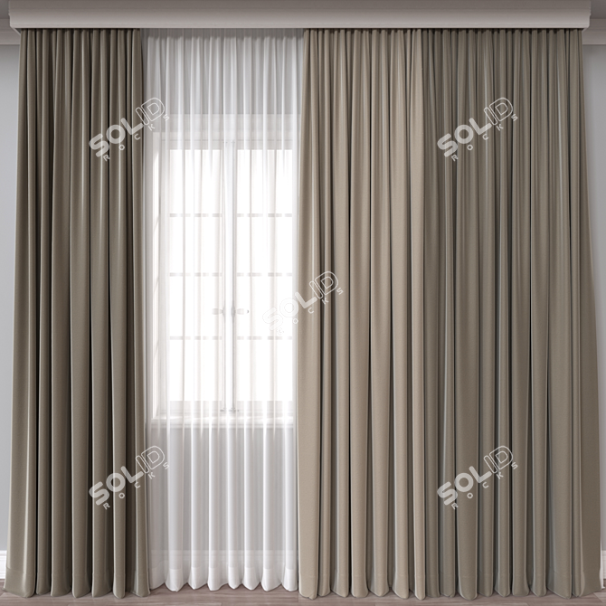 Dual Render Curtain Model: 81202 Polys, 84321 Verts 3D model image 1