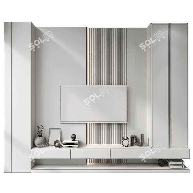 Modern TV Shelf Wall Decor 3D model image 2