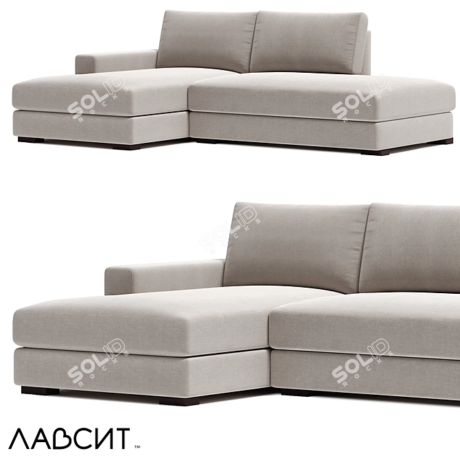 Modern Corner Sofa with Airy Cushions 3D model image 1