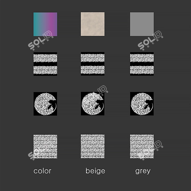 Seamless Calligraphy Plaster Materials 3D model image 4