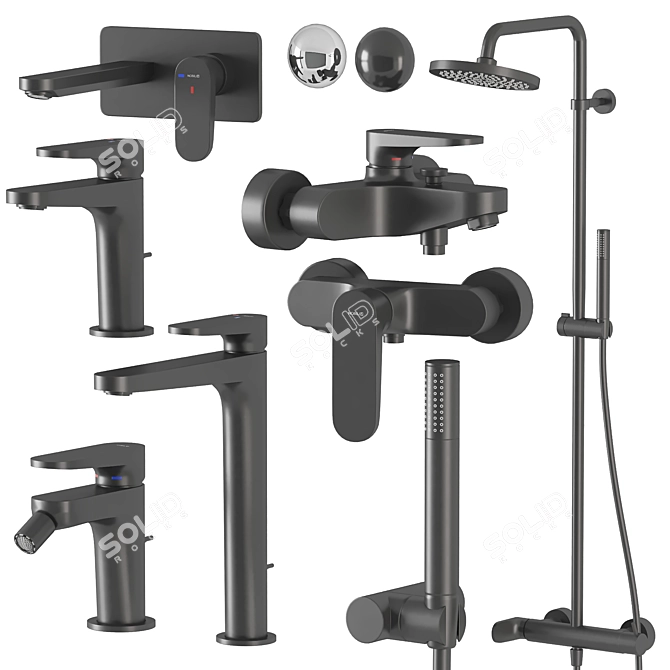 Yoyo Bathroom Fixtures Set with Showerhead 3D model image 1