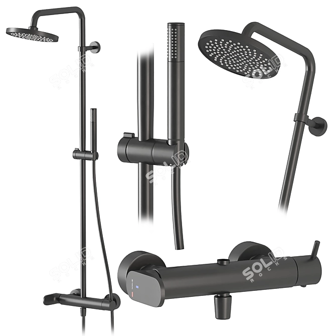 Yoyo Bathroom Fixtures Set with Showerhead 3D model image 3