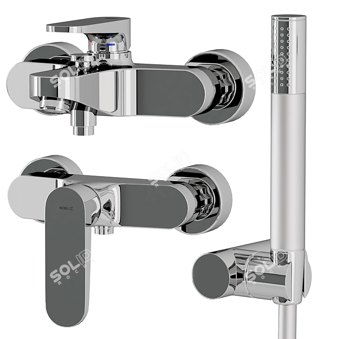 Yoyo Bathroom Fixtures Set with Showerhead 3D model image 6