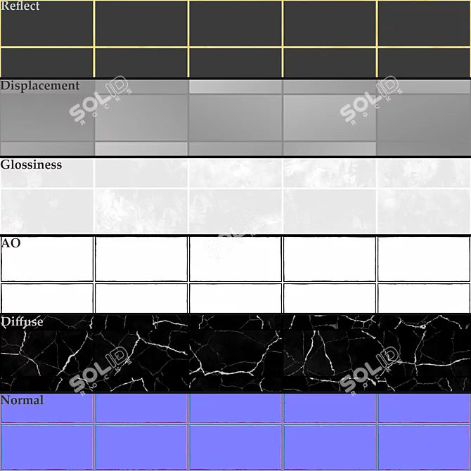 Marble PBR Wall Tile Set 3D model image 7