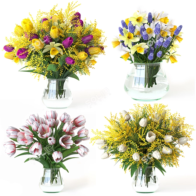 Spring Bouquet Collection 3D Model 3D model image 1