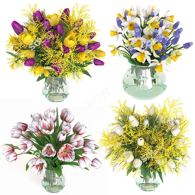 Spring Bouquet Collection 3D Model 3D model image 2