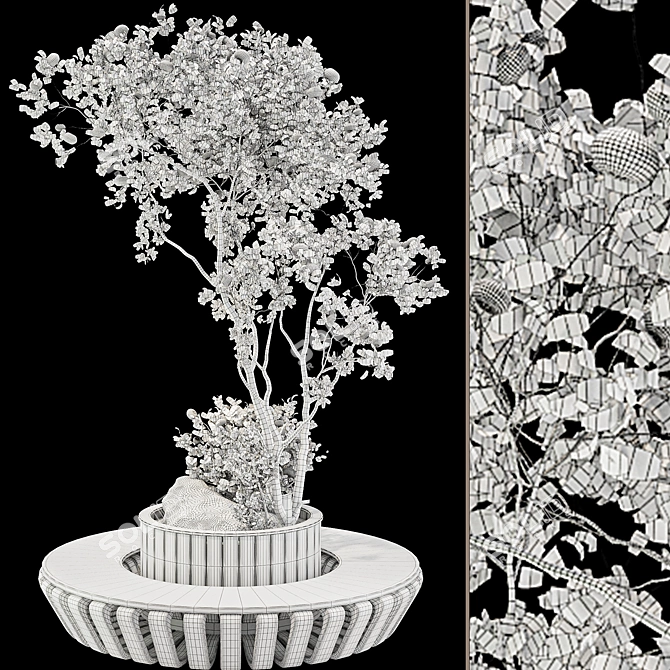 Urban Garden Apple Tree Bench 3D model image 7