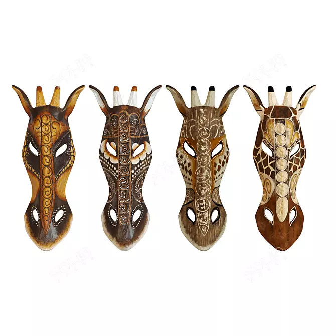 African Giraffe Mask Chyornyyeya Ruby 3D model image 1