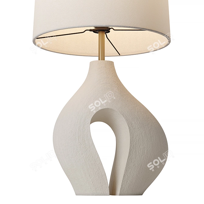 Artisan Stoneware Table Lamp 3D model image 2