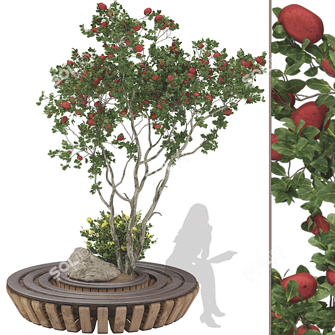 Fruit Tree Style Garden Bench 3D model image 1