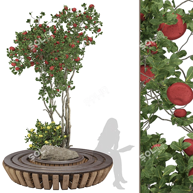 Fruit Tree Style Garden Bench 3D model image 2