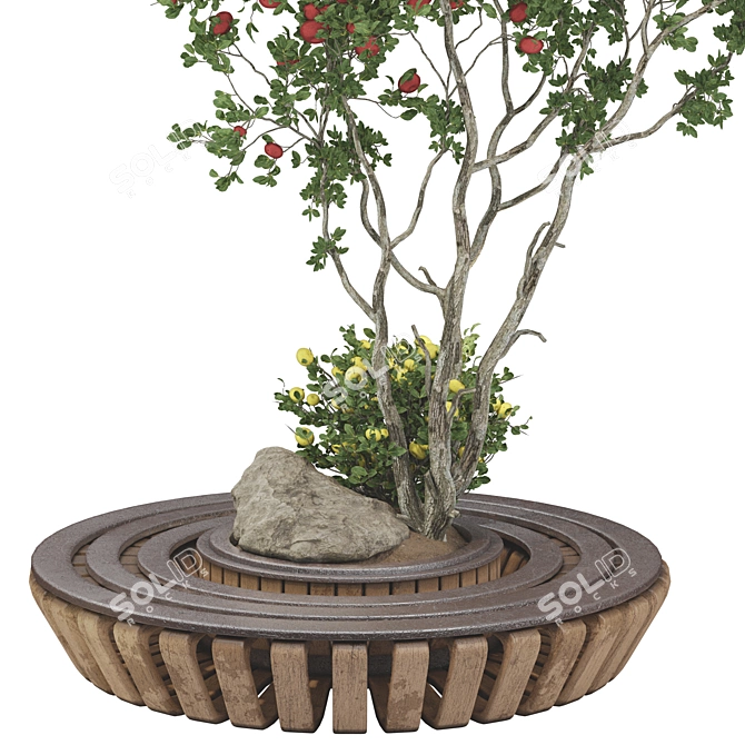 Fruit Tree Style Garden Bench 3D model image 4