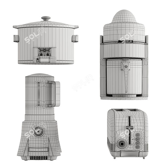 Cuisinart Appliance Bundle: Juicer, Toaster, Blender 3D model image 6