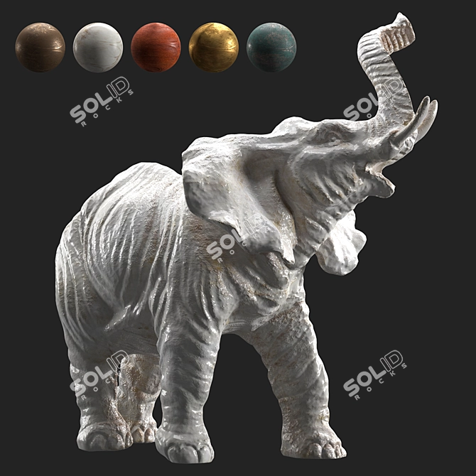 Vintage Elephant Brass Sculpture 3D model image 4