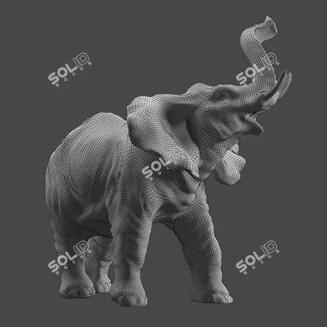 Vintage Elephant Brass Sculpture 3D model image 7